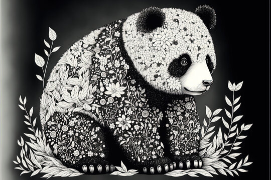  Panda in Zentangle Style