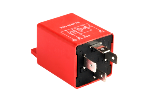 Car electromagnetic relay switch isolated on white background