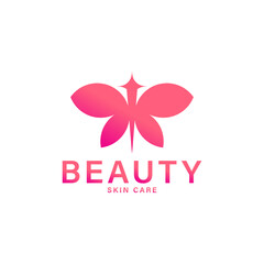 beauty skin care logo with butterfly symbol