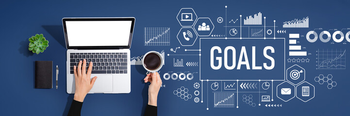 Goal theme with person using a laptop computer