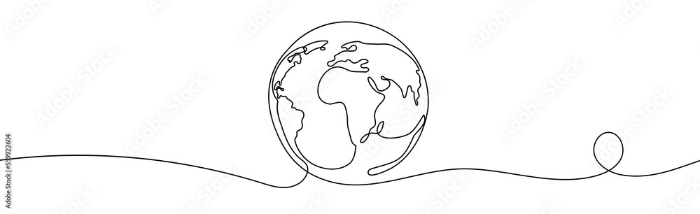 Poster one line style world. simple modern minimalism continuous earth vector