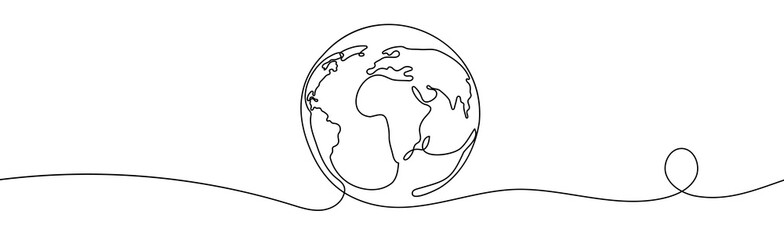 One line style world. Simple modern minimalism continuous earth vector