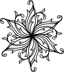 Stylized Victorian Gothic flower ornament. Designed contour circular symmetry ornamental elements