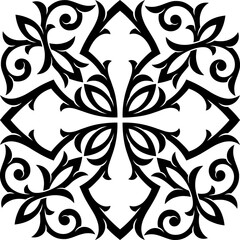 Stylized victorian gothic ornamental cross. Tattoo, design element