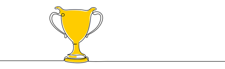 One line drawing of winner trophy minimalism object design vector illustration