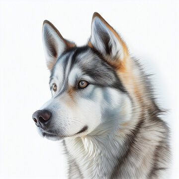 Alaskan Husky image with white background ultra realistic 
