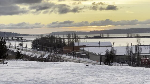 Everett port sunset winter