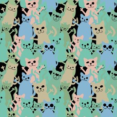 Halloween animals seamless toys cats pattern for wrapping paper and kids clothes print and fabrics