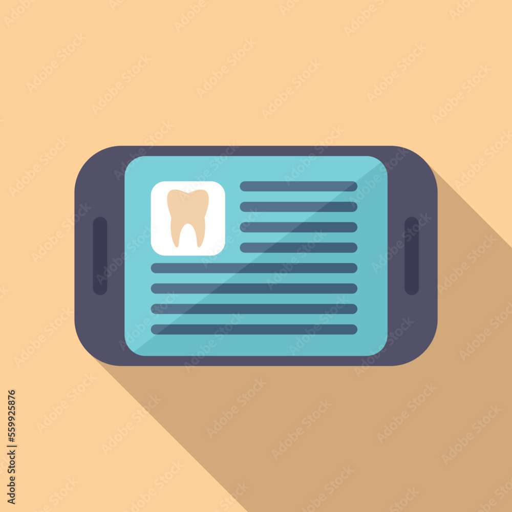 Poster Tablet tooth report icon flat vector. Patient doctor. Computer electronic