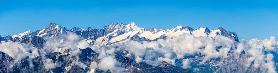 Obraz premium Switzerland 2022, Beautiful view of the Alps and Blue Sky around Titlis mountain.