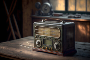 old radio on a table, world radio day background, beautiful background for world radio day no logo 