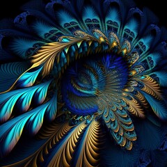 psychedelic, abstract illustration, where blue tones prevail, image generated by AI