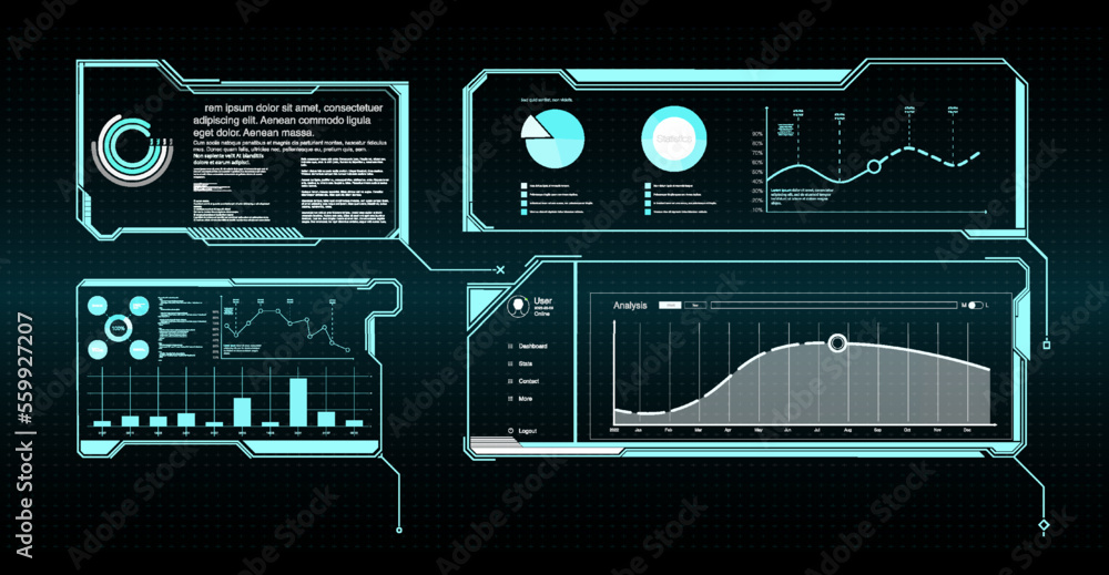 Poster gui elements for game. data information infographic. vector big set of sci fi modern user interface 
