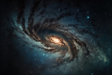 Fototapeta premium Long exposure shot of the Milky Way galaxy in the universe with stars and cosmic dust. Generative AI