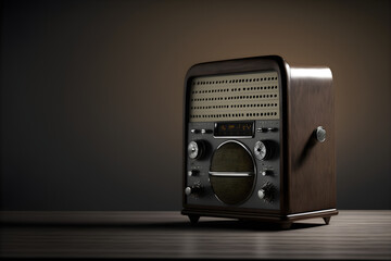 old retro radio on a table, world radio day background, background for old radio day