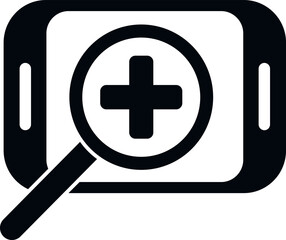 Medical smartphone card icon flat vector. Patient record. Computer electronic