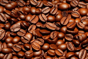 Obraz premium Roasted coffee beans background. IA Tehnology