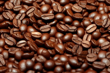Fototapeta premium Roasted coffee beans background. IA Tehnology