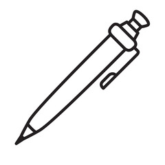 Ballpoint pen writing tool. Sketch doodles hand drawn.Isolated on white background. Vector flat illustration.
