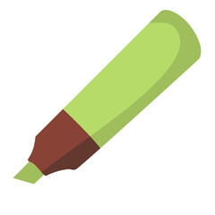 Green marker.Highlighter icon.Office supplies.Marker outline illustration.Writing materials.School stationery.Isolated on white background. Line art vector illustration.