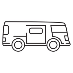 Van icon. Cargo minibus. Side view. Vector simple flat illustration. Delivery van line.Cargo car for coloring book.