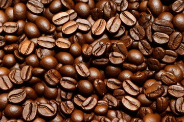 Fototapeta premium Roasted coffee beans background. IA Tehnology