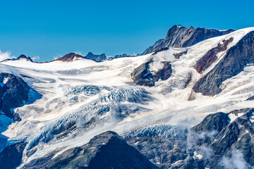 Switzerland 2022, Beautiful view of the Alps and Blue Sky around Titlis mountain.