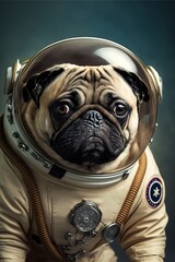 Space Smart Dogs Pug, Generative AI