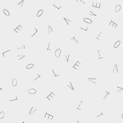 Fototapeta premium Romantic background. Love phrase in doodle hand drawn pencil simle style. Perfect design for posters, cards, textile, web pages.