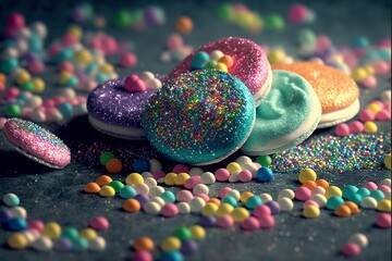 illustration of glitter and candy, image by AI.