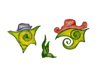 Obraz premium fashionable seaweed inhabitants and algaes on the set