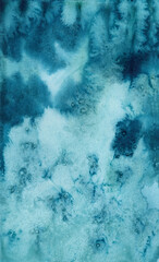 Bright painted blue watercolor texture. Hand drawn background