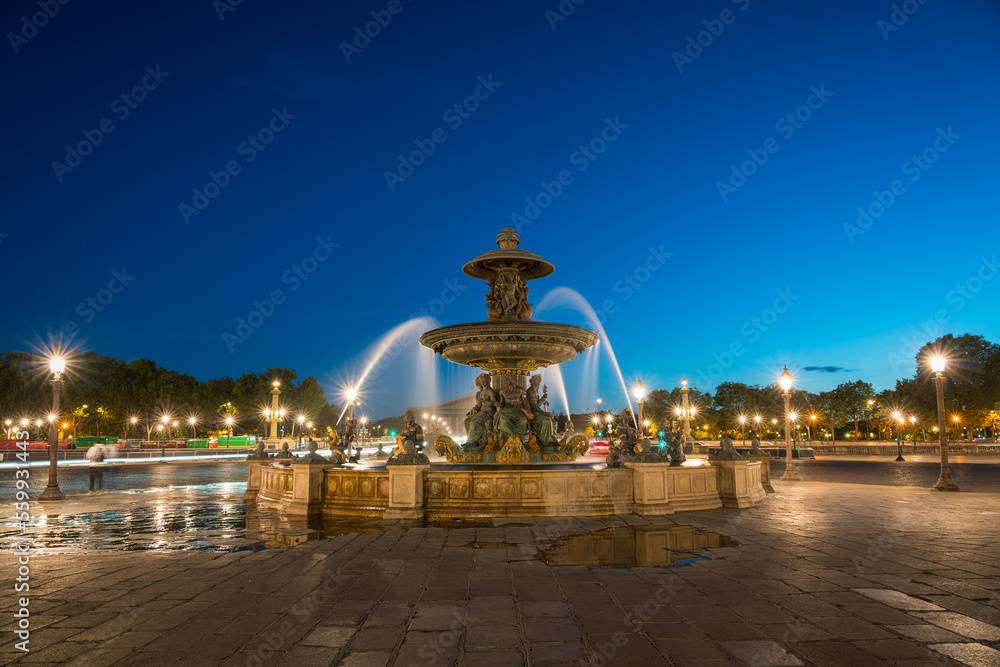 Sticker Place de la Concorde at dusk in Paris, France