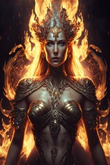 Fototapeta na wymiar illustration, goddess with lighting body ,image generated by AI.