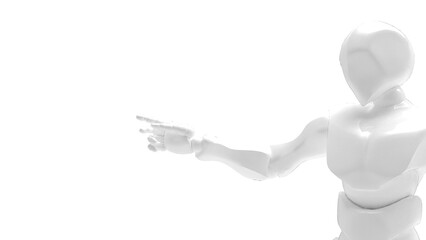 Detailed appearance of the white AI robot under white background. Concept 3D CG of automatic operation, optimization and block chain. PNG file format.