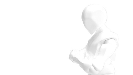 Detailed appearance of the white AI robot under white background. Concept 3D CG of automatic operation, optimization and block chain. PNG file format.