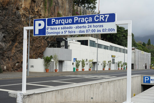 Parque Pra&ccedil;a CR7 parking garage entrance at port of Funchal Madeira