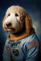 Space Smart Dogs Golden Doodle, Generative AI