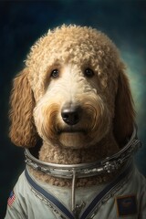 Space Smart Dogs Golden Doodle, Generative AI