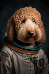Space Smart Dogs Golden Doodle, Generative AI