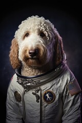 Space Smart Dogs Golden Doodle, Generative AI