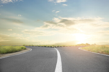 View of asphalt crossroad in countryside