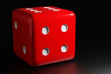 Red dice on dark background. 3D Render