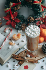 Christmas treats coffee and marshmallow