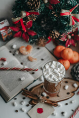 Obraz na płótnie Canvas Christmas treats coffee and marshmallow