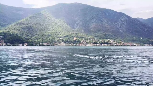 The rippling water at sunset in Montenegro