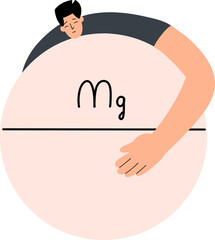 The concept of magnesium deficiency in the body of a young man. Vector illustration in flat style - obrazy, fototapety, plakaty