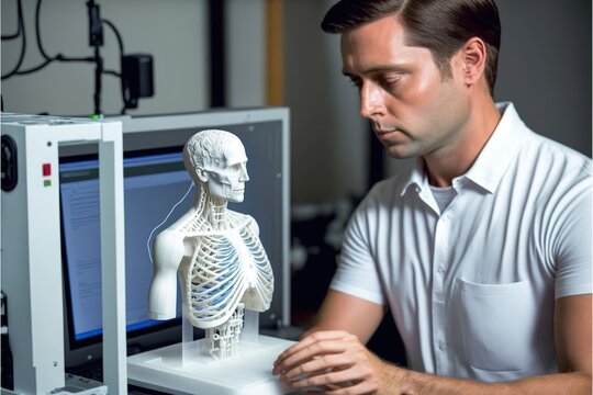 Doctor using a 3d printer to create a model of a patient, created with Generative AI technology