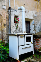 ancient wood burning stove in the historic center of Fiuggi Italy