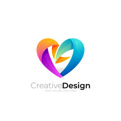 Heart care logo and colorful design template, community
